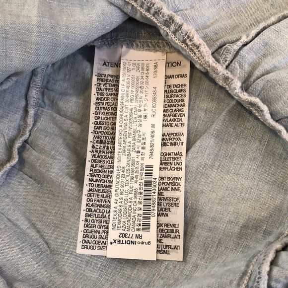 ZARA Blue V-Neck Short Puff Sleeve Babydoll Dress w Tiered Skirt Sz MD - Picture 13 of 16